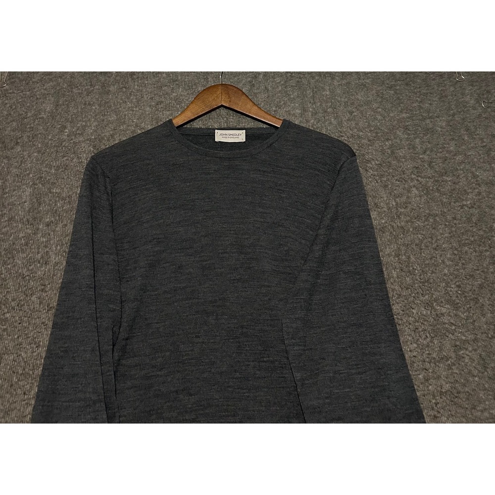 John Smedley Wool Sweater crewneck gray pullover Large made in england